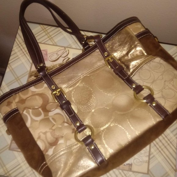 Coach Gold Patchwork Satchel - Picture 1 of 8